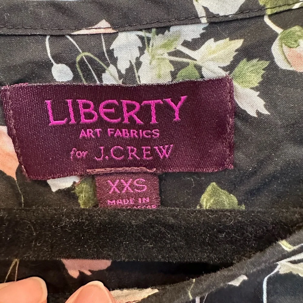 J. Crew Liberty Art Fabrics Poppy Dream Shirt Blouse Floral Print Black Size XXS